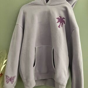 - Pink palm puff AUTHENTIC Hoodie with Purple butterfly